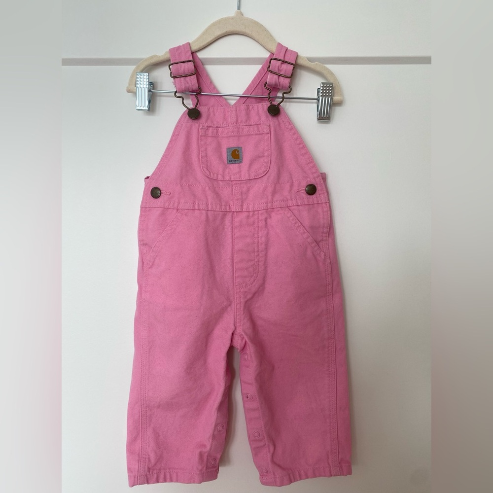 Carhartt Baby Girl Pink Overalls (Adjustable Straps)
